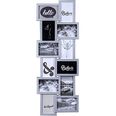 levandeo 96101 Cadre photo pour 12 images 10 x 15 cm, verre argenté, 83 x 32 cm, collage levandeo 96101 Cadre photo pour 12 images 10 x 15 cm, verre argenté, 83 x 32 cm, collage