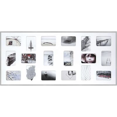 DEHA Design cadre collageavec passe-partout, 109,2 x 49,5 cm, aluminium, Argent mat, collage mit 18 Bildernpour accrocherau format paysage et portrait, verre synthétique, Tribeca DEHA Design cadre collageavec passe-partout, 109,2 x 49,5 cm, aluminium, Argent mat, collage mit 18 Bildernpour accrocherau format paysage et portrait, verre synthétique, Tribeca