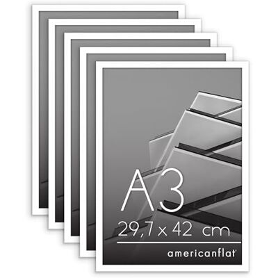 Americanflat Cadre Photo A3 Blanc Cadre A3 avec Bordure Fine, Plexi Poli, Matériel de Suspension Intégré pour Mur Suspension Horizontale ou Verticale Lot de 5 Americanflat Cadre Photo A3 Blanc Cadre A3 avec Bordure Fine, Plexi Poli, Matériel de Suspension Intégré pour Mur Suspension Horizontale ou Verticale Lot de 5