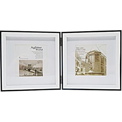 ART Cadre photo pliable en bois pour 2 photos, cadre double (blanc+noir, 2 x 10 x 10/2 x 15 x 15 cm) ART Cadre photo pliable en bois pour 2 photos, cadre double (blanc+noir, 2 x 10 x 10/2 x 15 x 15 cm)