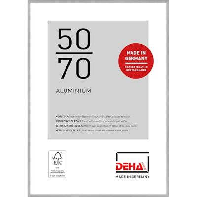 DEHA Design cadre photo, 50 x 70 cm, aluminium, Argent mat, cadre affichepour accrocherau format paysage et portrait, verre synthétique, Tribeca DEHA Design cadre photo, 50 x 70 cm, aluminium, Argent mat, cadre affichepour accrocherau format paysage et portrait, verre synthétique, Tribeca