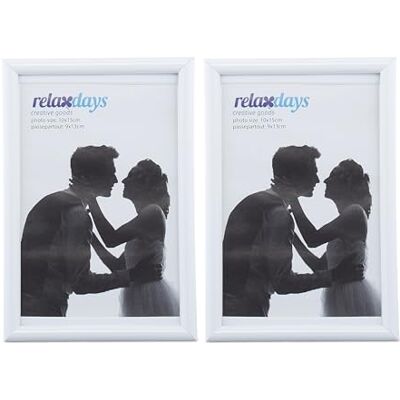 Relaxdays Cadres photo, lot de 10, 10x15 cm, passe-partout 9x13 cm, picture frame à poser ou suspendre, blanc Relaxdays Cadres photo, lot de 10, 10x15 cm, passe-partout 9x13 cm, picture frame à poser ou suspendre, blanc