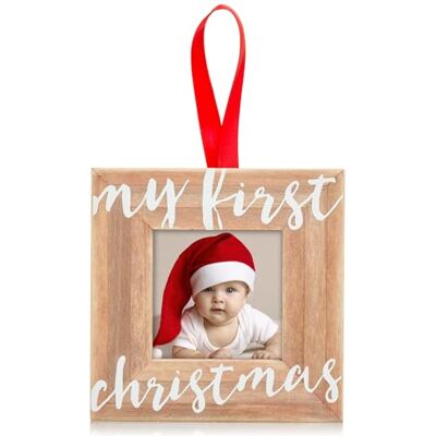 Pearhead Cadre photo en bois pour premier Noël de bébé, décoration rustique Pearhead Cadre photo en bois pour premier Noël de bébé, décoration rustique