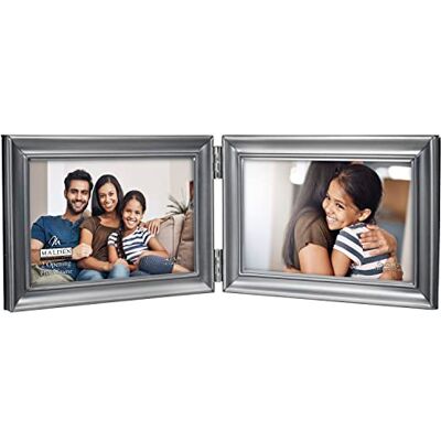 Malden International Designs Cadre photo à charnière double horizontal en étain Argenté 5,1 x 15,2 x 15,2 cm Malden International Designs Cadre photo à charnière double horizontal en étain Argenté 5,1 x 15,2 x 15,2 cm