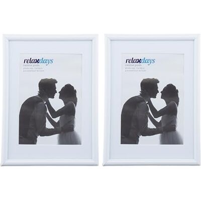 Relaxdays Lot de 2 cadres photo 13 x 18 cm, passe-partout 9 x 13 cm, vitre en verre, cadre photo à poser et à suspendre, blanc Relaxdays Lot de 2 cadres photo 13 x 18 cm, passe-partout 9 x 13 cm, vitre en verre, cadre photo à poser et à suspendre, blanc