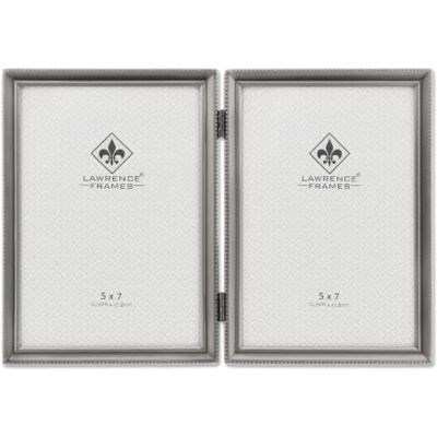 Lawrence Frames Cadre avec bordure de perles format double, 12,7 x 17,8 cm Étain Lawrence Frames Cadre avec bordure de perles format double, 12,7 x 17,8 cm Étain