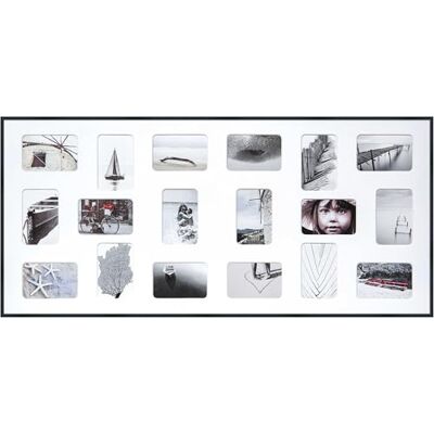 DEHA Design cadre collageavec passe-partout, 109,2 x 49,5 cm, aluminium, Noir mat, collage mit 18 Bildernpour accrocherau format paysage et portrait, verre synthétique, Tribeca DEHA Design cadre collageavec passe-partout, 109,2 x 49,5 cm, aluminium, Noir mat, collage mit 18 Bildernpour accrocherau format paysage et portrait, verre synthétique, Tribeca