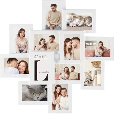 SONGMICS Cadre Photo Pêle-Mêle Mural pour 12 Photos, 64,5 x 3,6 x 65,4 cm SONGMICS Cadre Photo Pêle-Mêle Mural pour 12 Photos, 64,5 x 3,6 x 65,4 cm