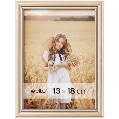 WOLTU 1 pièce Cadre de photo en bois Artos style Façade en verre,13x18cm,Or 9417 WOLTU 1 pièce Cadre de photo en bois Artos style Façade en verre,13x18cm,Or 9417