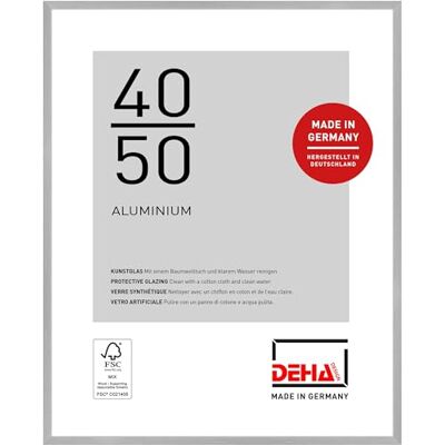 DEHA Design cadre photo, 40 x 50 cm, aluminium, Argent mat, cadre affichepour accrocherau format paysage et portrait, verre synthétique, Tribeca DEHA Design cadre photo, 40 x 50 cm, aluminium, Argent mat, cadre affichepour accrocherau format paysage et portrait, verre synthétique, Tribeca