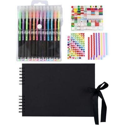 PaxCulina Album Photo Scrapbooking Carnet Scrapbooking 21,5x29 cm Kit Album DIY, 80 Pages Noires, Cadeau pour Anniversaire, Diplôme, Baptême et Mariage, pour Famille et Amis PaxCulina Album Photo Scrapbooking Carnet Scrapbooking 21,5x29 cm Kit Album DIY, 80 Pages Noires, Cadeau pour Anniversaire, Diplôme, Baptême et Mariage, pour Famille et Amis
