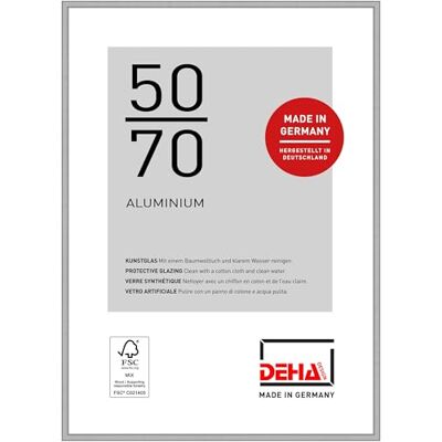 DEHA Design cadre photo, 50 x 70 cm, aluminium, Argent mat, cadre affichepour accrocherau format paysage et portrait, verre synthétique, Boston DEHA Design cadre photo, 50 x 70 cm, aluminium, Argent mat, cadre affichepour accrocherau format paysage et portrait, verre synthétique, Boston