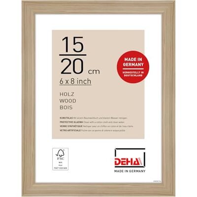 DEHA Design cadre photo, 15 x 20 cm, bois, Chêne, cadre photopour poserau format paysage et portrait, verre synthétique, Fontana DEHA Design cadre photo, 15 x 20 cm, bois, Chêne, cadre photopour poserau format paysage et portrait, verre synthétique, Fontana