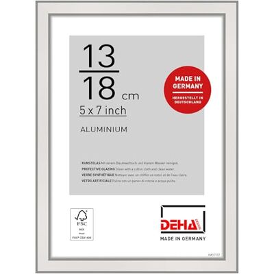 DEHA Design cadre photo, 13 x 18 cm, aluminium, Argent brillant, cadre photopour poserau format paysage et portrait, verre synthétique, Boston DEHA Design cadre photo, 13 x 18 cm, aluminium, Argent brillant, cadre photopour poserau format paysage et portrait, verre synthétique, Boston