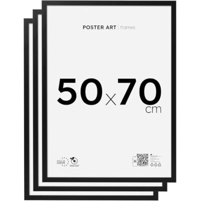 ART Lot de 3 Cadre Photo 50x70 en MDF et Verre Acrylique Fixation Verticale ou Horizontale, Idéal pour Photo, Poster ou Puzzle 1000 Pièces Cadre Noir ART Lot de 3 Cadre Photo 50x70 en MDF et Verre Acrylique Fixation Verticale ou Horizontale, Idéal pour Photo, Poster ou Puzzle 1000 Pièces Cadre Noir
