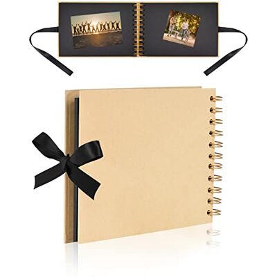 KYSUN Album de scrapbooking A5, 30 pages, 21,5 x 15 cm, carré à faire soi-même, papier kraft noir, livre de souvenirs ou album souvenir cadeau (jaune) KYSUN Album de scrapbooking A5, 30 pages, 21,5 x 15 cm, carré à faire soi-même, papier kraft noir, livre de souvenirs ou album souvenir cadeau (jaune)