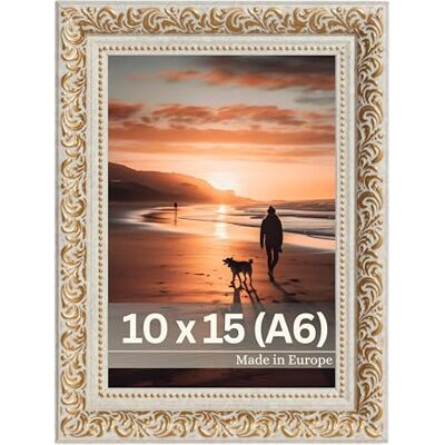 Victor Cadre Photo Rubens en 10x15 cm (A6) Or Beige Bar: 30x20mm Verre Véritable Châssis pour l'image Baroque Antique Vintage 10x15 Doré Victor Cadre Photo Rubens en 10x15 cm (A6) Or Beige Bar: 30x20mm Verre Véritable Châssis pour l'image Baroque Antique Vintage 10x15 Doré