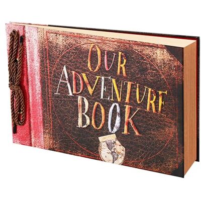 AMAOGE Album photo de scrapbooking, motif « Our Adventure Book » en relief, couverture rigide, album pour anniversaire, mariage, voyage, fête prénatale, etc, motif rétro AMAOGE Album photo de scrapbooking, motif « Our Adventure Book » en relief, couverture rigide, album pour anniversaire, mariage, voyage, fête prénatale, etc, motif rétro