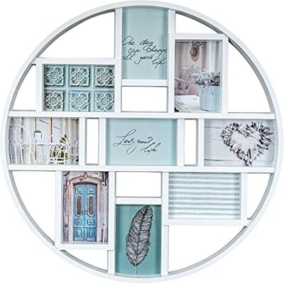 levandeo Cadre photo D55 cm Collage 9 images 10 x 15 cm Blanc Rond En verre levandeo Cadre photo D55 cm Collage 9 images 10 x 15 cm Blanc Rond En verre