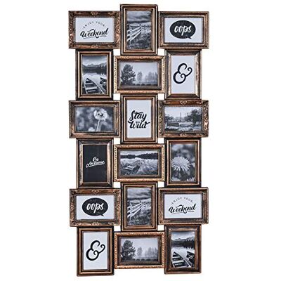 levandeo Cadre photo cuivre pour 18 photos, 10 x 15 cm, style baroque, or vieilli, noir, nostalgie, maison de campagne, collage levandeo Cadre photo cuivre pour 18 photos, 10 x 15 cm, style baroque, or vieilli, noir, nostalgie, maison de campagne, collage