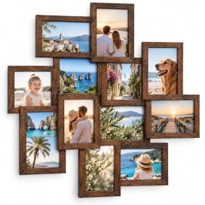 Relaxdays Cadre photo pêle-mêle mural, marron 12 photos 10 x 15 cm, déjà monté, H x L : 64,5 x 62 cm, MDF Relaxdays Cadre photo pêle-mêle mural, marron 12 photos 10 x 15 cm, déjà monté, H x L : 64,5 x 62 cm, MDF