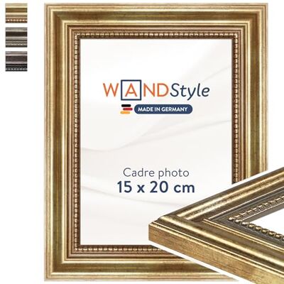 WANDStyle Cadre photo bois vintage, cadre doré, cadres photo 15x20 cm WANDStyle Cadre photo bois vintage, cadre doré, cadres photo 15x20 cm
