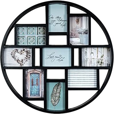 levandeo Cadre photo D55 cm Collage 9 images 10 x 15 cm Noir Rond En verre levandeo Cadre photo D55 cm Collage 9 images 10 x 15 cm Noir Rond En verre