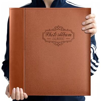 ART Album photo Pour photos de 3 x 5, 4 x 6, 5 x 7, 6 x 8, 8 x 10 Couverture en cuir Page autocollante magnétique Fait à la main Large marron ART Album photo Pour photos de 3 x 5, 4 x 6, 5 x 7, 6 x 8, 8 x 10 Couverture en cuir Page autocollante magnétique Fait à la main Large marron