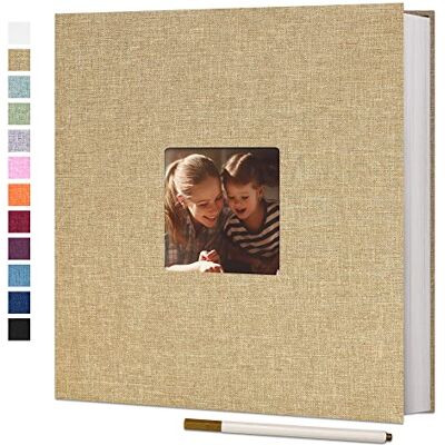 Vienrose Grand Album Photo Adhésif Scrapbooking 40 Pages Lin Relié livre photo DIY Longueur 33 x Largeur 32 cm avec un Stylo Métallique Kaki Vienrose Grand Album Photo Adhésif Scrapbooking 40 Pages Lin Relié livre photo DIY Longueur 33 x Largeur 32 cm avec un Stylo Métallique Kaki
