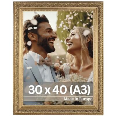 Victor Leonardo Cadre photo 30 x 40 cm (A3) marron – Cadre photo antique avec verre acrylique incassable – Cadre photo vintage A3 baroque – Fabriqué en Europe Victor Leonardo Cadre photo 30 x 40 cm (A3) marron – Cadre photo antique avec verre acrylique incassable – Cadre photo vintage A3 baroque – Fabriqué en Europe