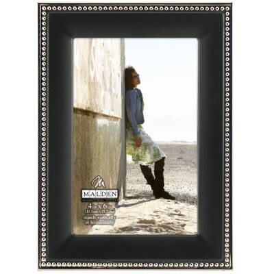 Malden International Designs Cadre photo bicolore classique en métal noir avec perles argentées, 10 x 15 cm, noir Malden International Designs Cadre photo bicolore classique en métal noir avec perles argentées, 10 x 15 cm, noir