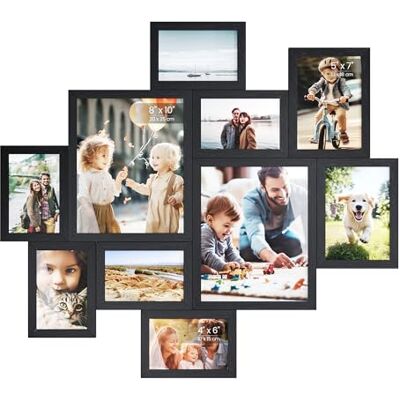 SONGMICS Pêle-Mêle Photo Mural, 10 Cadres en PVC, Assemblage Facile SONGMICS Pêle-Mêle Photo Mural, 10 Cadres en PVC, Assemblage Facile