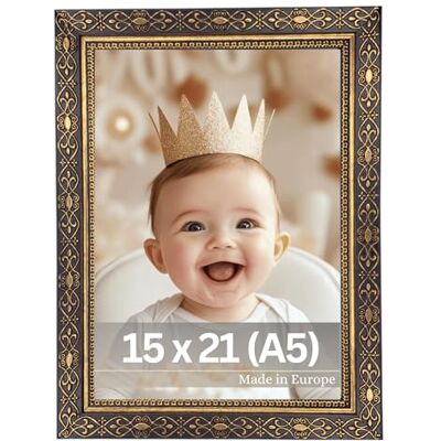 Victor Vermeer Cadre photo vintage noir doré 15 x 21 cm (A5) – Cadre baroque antique avec verre acrylique – Paroi arrière en MDF stable – Pour format portrait et paysage – Cadre photo A4 noir doré Victor Vermeer Cadre photo vintage noir doré 15 x 21 cm (A5) – Cadre baroque antique avec verre acrylique – Paroi arrière en MDF stable – Pour format portrait et paysage – Cadre photo A4 noir doré