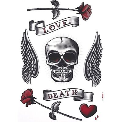 Komar Calavera 17020h 50 x 70 cm Sticker mural Motif tête de mort Roses Gothique Amour Mort Komar Calavera 17020h 50 x 70 cm Sticker mural Motif tête de mort Roses Gothique Amour Mort