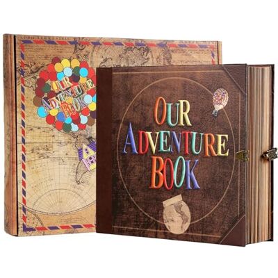 AMAOGE Album photo de scrapbooking, motif « Our Adventure Book » en relief, couverture rigide, album pour anniversaire, mariage, voyage, fête prénatale, etc, motif lettre AMAOGE Album photo de scrapbooking, motif « Our Adventure Book » en relief, couverture rigide, album pour anniversaire, mariage, voyage, fête prénatale, etc, motif lettre