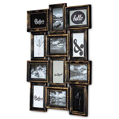 levandeo Antk Cadre photo noir cuivre pour 12 photos 10 x 15 cm Style baroque Décoration murale industrielle levandeo Antk Cadre photo noir cuivre pour 12 photos 10 x 15 cm Style baroque Décoration murale industrielle