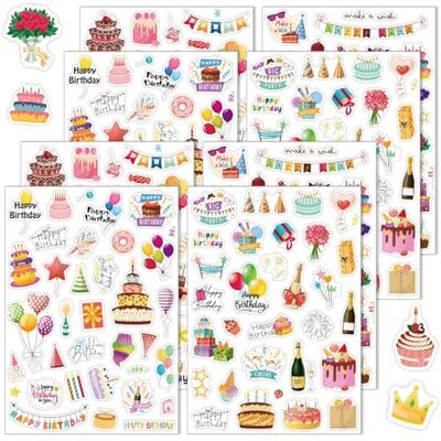 Woobroo Lot d'autocollants pour cadeaux d'anniversaire, plus de 200 autocollants pour le bricolage, durable, bricolage, joyeux anniversaire, scrapbooking, album photo, accessoires de scrapbooking Woobroo Lot d'autocollants pour cadeaux d'anniversaire, plus de 200 autocollants pour le bricolage, durable, bricolage, joyeux anniversaire, scrapbooking, album photo, accessoires de scrapbooking