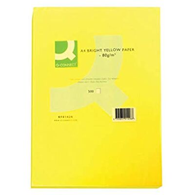 Q-Connect Q Connect Ramette de papier pour photocopieur Jaune vif Format A4 80 g/m² Q-Connect Q Connect Ramette de papier pour photocopieur Jaune vif Format A4 80 g/m²