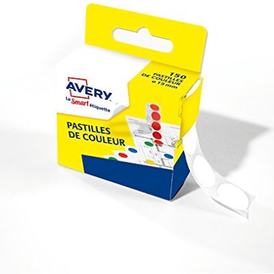 Avery RP15W Boîte distributrice de 150 Pastilles diamètre 15 mm Blanc Avery RP15W Boîte distributrice de 150 Pastilles diamètre 15 mm Blanc