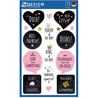 Avery 56041 Stickers en papier cadeau 11 autocollants (noir, blanc, rose, or, glance d'or, décoration, autocollant, anniversaire, cartes, félicitations, décorer, cadeaux, album photo) Avery 56041 Stickers en papier cadeau 11 autocollants (noir, blanc, rose, or, glance d'or, décoration, autocollant, anniversaire, cartes, félicitations, décorer, cadeaux, album photo)