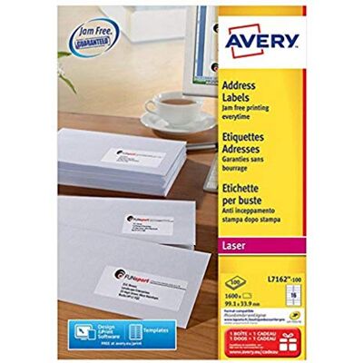 Avery Étiquettes 99,1 x 33,9 mm Laser L7162 Avery Étiquettes 99,1 x 33,9 mm Laser L7162
