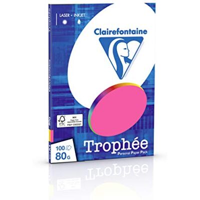 Clairefontaine Trophee Lot de 100 feuilles de papier à copier A4 80 g/m² 21 x 29,7 cm Couleurs assorties Fluo Clairefontaine Trophee Lot de 100 feuilles de papier à copier A4 80 g/m² 21 x 29,7 cm Couleurs assorties Fluo