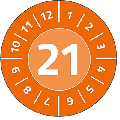 Avery 6943-2021 Lot de 8 paquets de 120 étiquettes avec chiffres 2021, Ø 20 mm Orange Avery 6943-2021 Lot de 8 paquets de 120 étiquettes avec chiffres 2021, Ø 20 mm Orange