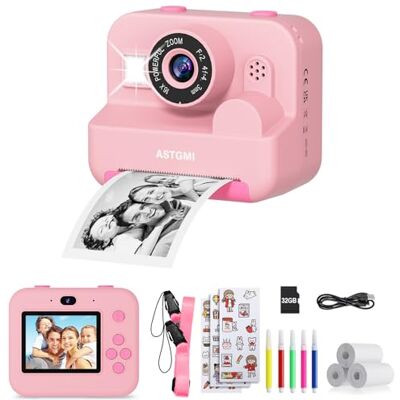 ASTGMI Appareil Photo Instantané, 2.4" Écran Appareil Photo Enfant avec Papier d'impression et Carte 32GB, Mode Selfie et Video, Cadeau Jouet pour Enfant Garçons Filles de 3-14 Ans (Rose) ASTGMI Appareil Photo Instantané, 2.4" Écran Appareil Photo Enfant avec Papier d'impression et Carte 32GB, Mode Selfie et Video, Cadeau Jouet pour Enfant Garçons Filles de 3-14 Ans (Rose)