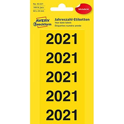 Avery Zweckform Jahreszahlen 2021 - jaune - 60x26mm - Label Avery Zweckform Jahreszahlen 2021 - jaune - 60x26mm - Label