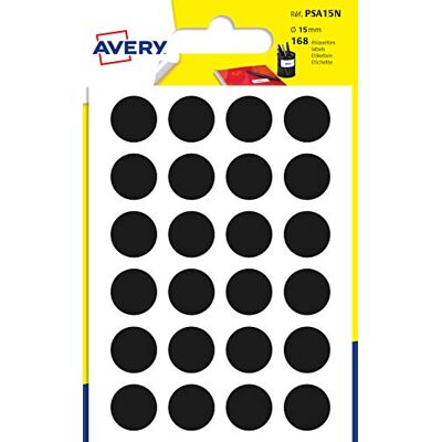 Avery 168 Pastilles N/A Noir 15 mm Avery 168 Pastilles N/A Noir 15 mm