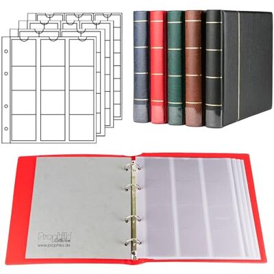 Prophila Collection Album pour pièces de monnaie avec 4 pochettes pour 110 pièces de monnaie, rouge Prophila Collection Album pour pièces de monnaie avec 4 pochettes pour 110 pièces de monnaie, rouge