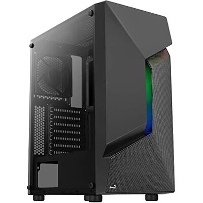 Aerocool SCAPEBKV1, Boîtier Gaming ATX, Frontal RGB LED, Verre trempé, Ventilateur 12 cm, Noir Aerocool SCAPEBKV1, Boîtier Gaming ATX, Frontal RGB LED, Verre trempé, Ventilateur 12 cm, Noir