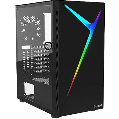 GAMDIAS ARGUS E4 Elite Boîtier ATX en verre trempé à haut débit d'air – Un ventilateur de 120 mm inclus – Intérieur spacieux – Panneau latéral – Support GPU à 7 + 3 emplacements – Compatible avec 3 GAMDIAS ARGUS E4 Elite Boîtier ATX en verre trempé à haut débit d'air – Un ventilateur de 120 mm inclus – Intérieur spacieux – Panneau latéral – Support GPU à 7 + 3 emplacements – Compatible avec 3