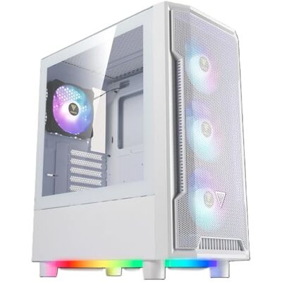 GAMDIAS Boîtier PC, tour intermédiaire de jeu ATX, panneau latéral en verre trempé sans outils, ventilateur ARGB pré-installé, 4 ventilateurs ARGB 120, flux d'air sur le devant, éclairage 3 côtés, GAMDIAS Boîtier PC, tour intermédiaire de jeu ATX, panneau latéral en verre trempé sans outils, ventilateur ARGB pré-installé, 4 ventilateurs ARGB 120, flux d'air sur le devant, éclairage 3 côtés,